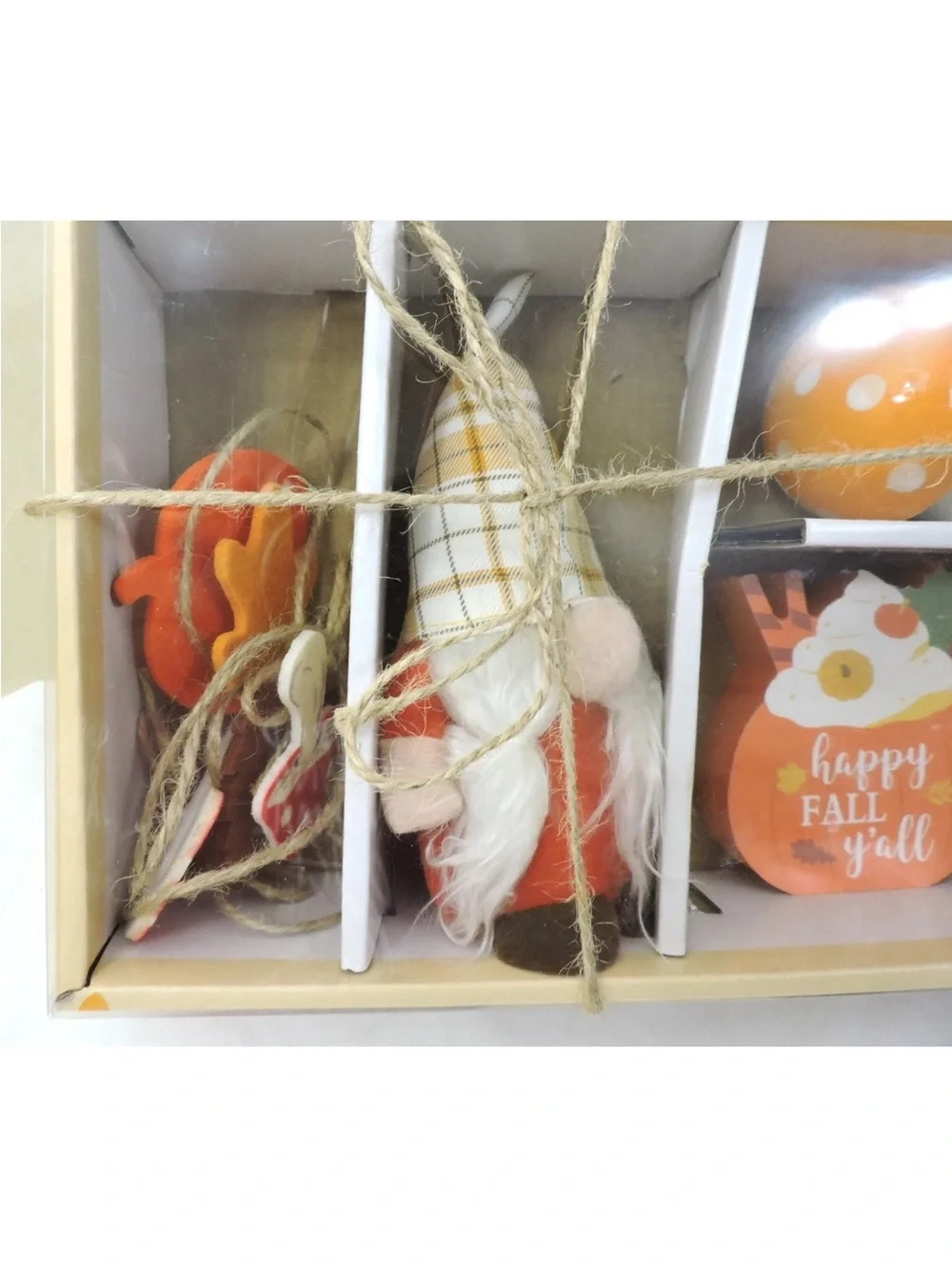 Fall Gnome Fall Decor Set 4 Piece  NIB Set Gnome, Mushroom, Wood Figures, etc